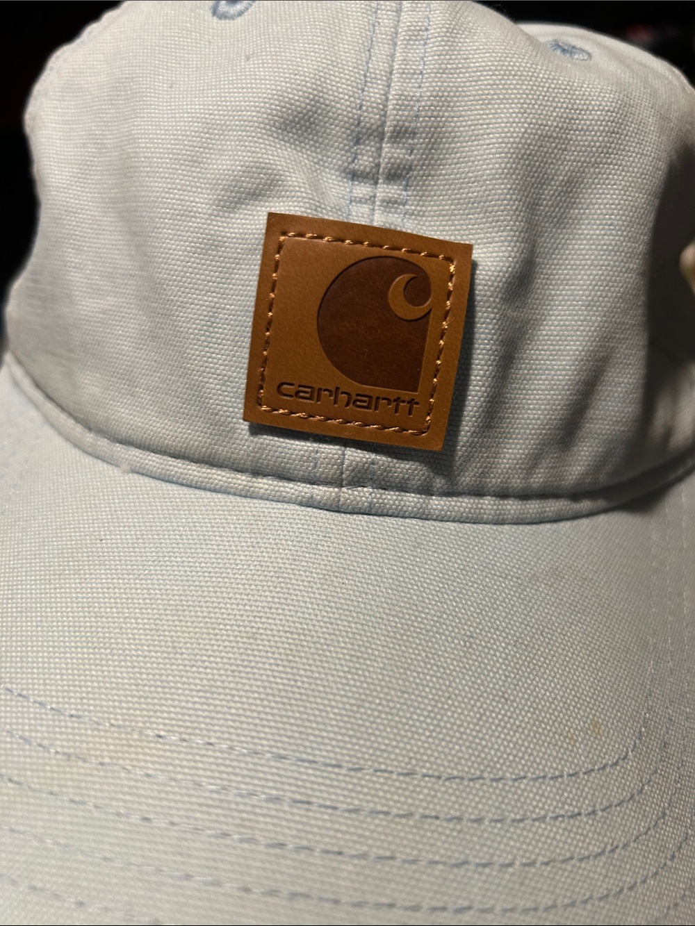 Carhartt Pale Blue Cotton Dad Cap with Leather Logo Patch - Picture 2 of 6